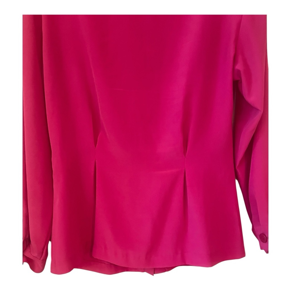 Vintage 80s Christian Dior Chemise Hot Pink Blouse Front and Back Pleats Size 8 - Picture 5 of 7
